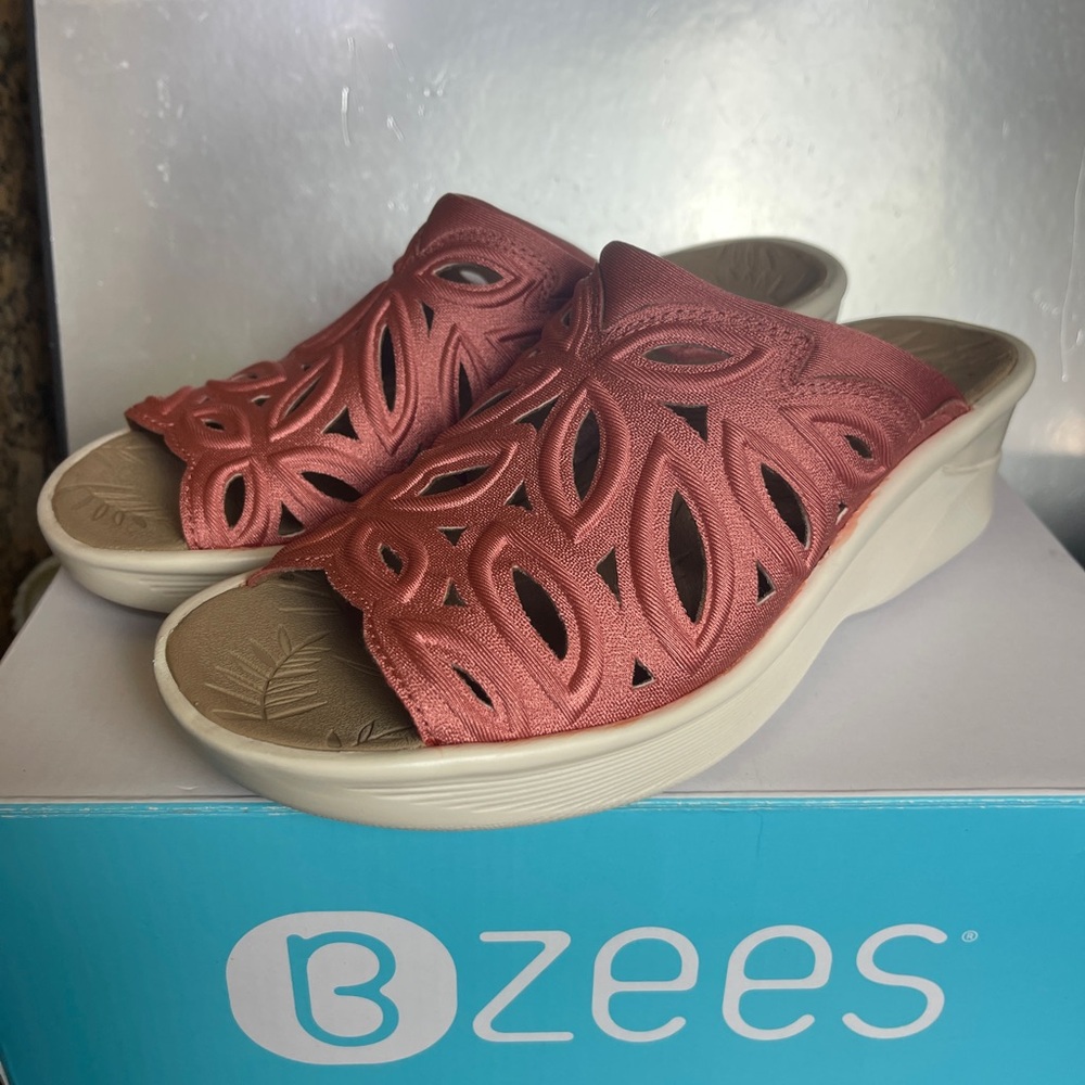 Bzees Coral Cutout Slip-On Wedge Mules